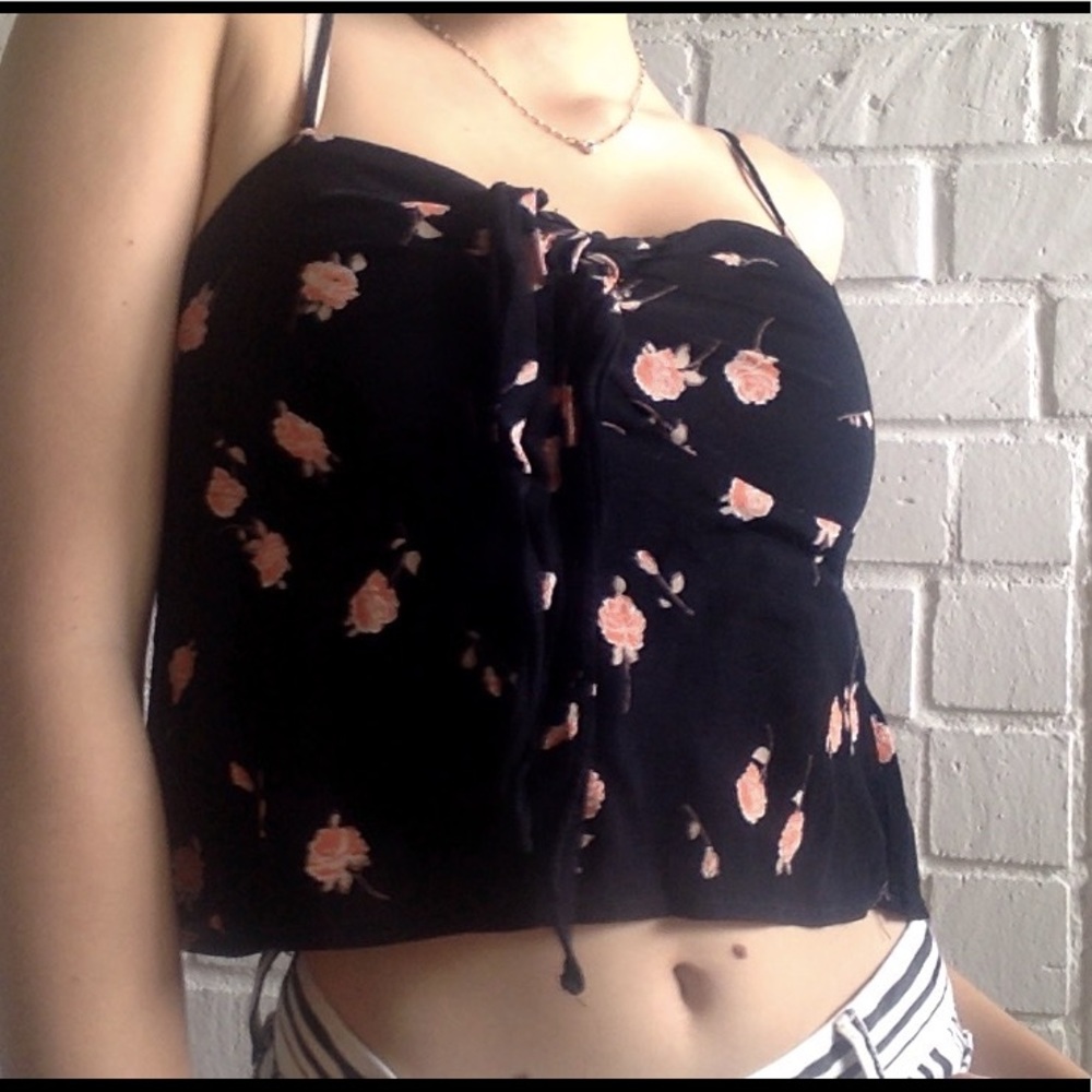 floral brandy melville tie top